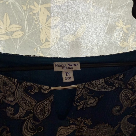 Rebecca Malone Teal and Beige Paisley Blouse - Picture 3 of 4